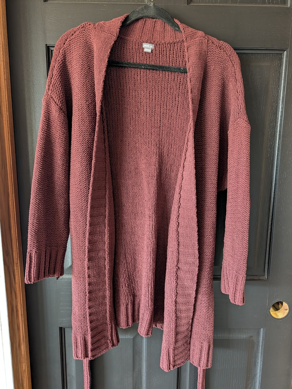 aerie Open-Front Burgundy Knit Cardigan